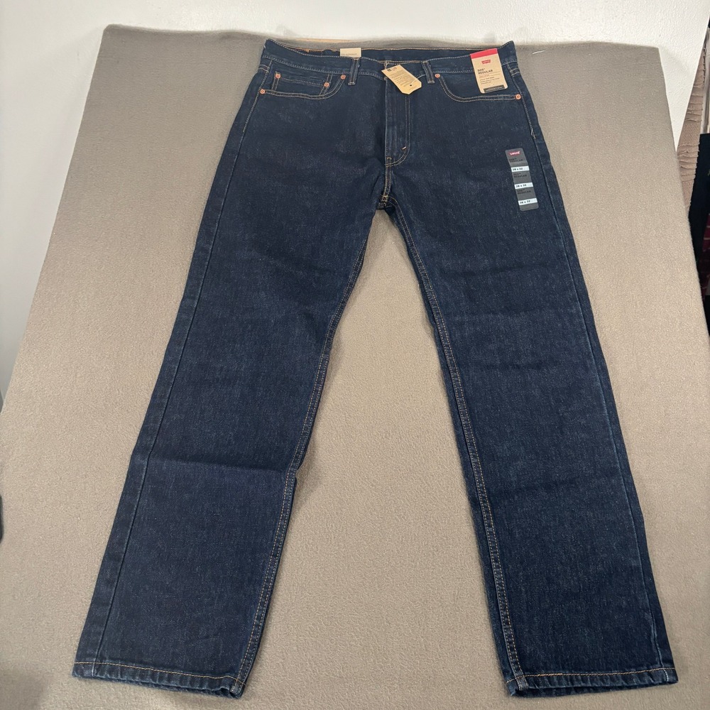 Levi's 505 Regular Fit Jeans Mens Size 38x32 Dark Wash Indigo Denim 00505-0216
